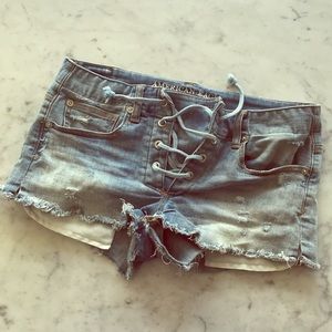 American Eagle Lace Up denim shorts